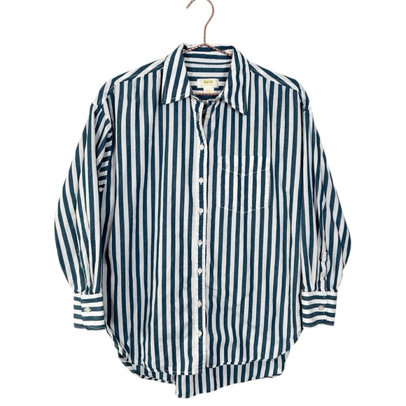 Anthropologie Tops - Anthropologie Maeve Blue and White Striped Button Down Shirt